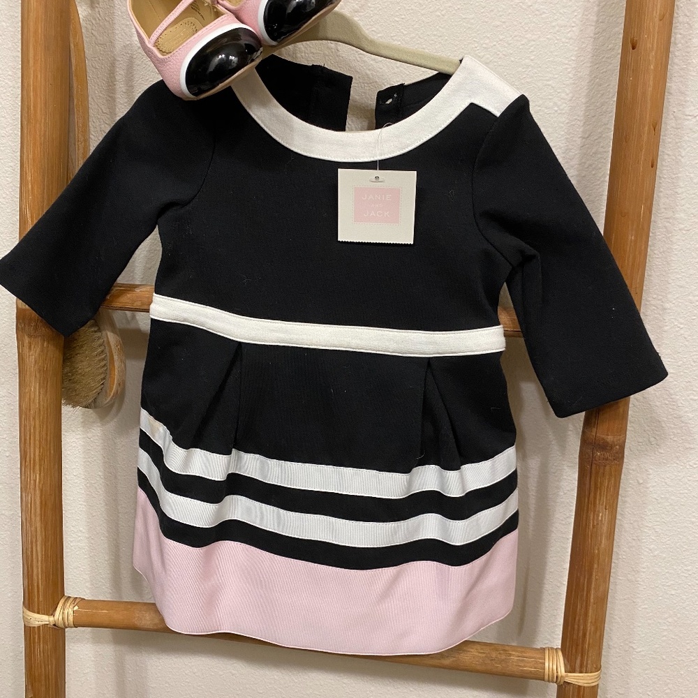 Janie & Jack Set 12-18mo. sz. 6 shoe black, pink